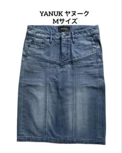 YANUK ヤヌーク デニムスカート タイト 膝丈 グレーブルー Mサイズのサムネイル