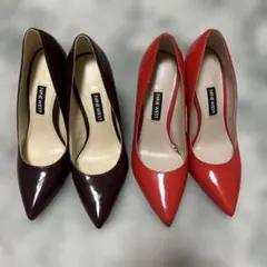 美品 NINEWEST ポインテッドトゥパンプスヒール高さ10cm 2足セットのサムネイル