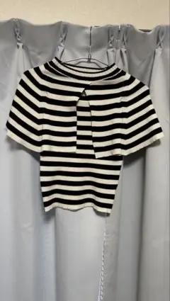 ストライプ 半袖ニット トップス