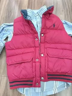 ポロ ダウンベスト 赤とグレー