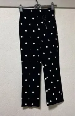 LOVE PEACEドット ジャカード ストレート ポケット パンツ　ブラック