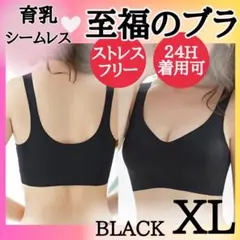 ◆ブラック XL 育乳ブラ ナイトブラ シームレスブラ 極楽 補正下着 美胸25