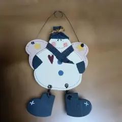 ハンドメイド 木製スノーマン 壁掛けオーナメント