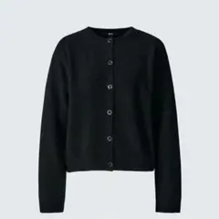 UNIQLO C 洗える カシミヤクルーネックショートカーディガン S 黒