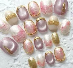 ネイルチップ フラワー/春ネイル/マグネット/ウエディング フルサイズ b984