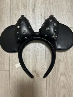 スタッズ付きブラックミニーマウスカチューシャ
