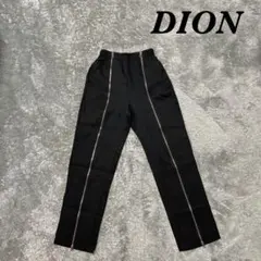 DION ディオン ジップ付パンツ カジュアル ウエストゴム 薄手 ブラック