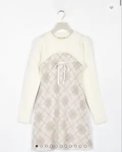 アンミール アーガイルドッキングワンピース ピンク