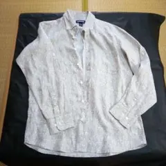 LANDS’END花柄リネン長袖シャツ 薄いベージュ新品未使用匿名発送