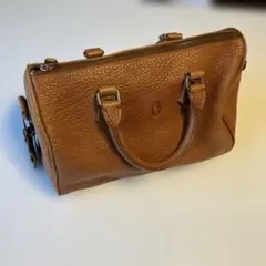 ラルフローレン希少レザー ミニボストンバッグ中古品キズシミ、ファスナー引っかかり