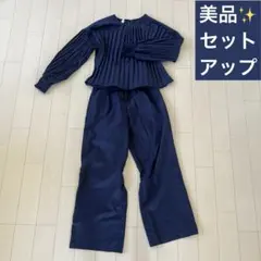 美品 AIYISHANGFUSHI プリーツセットアップ S ネイビー スーツのサムネイル