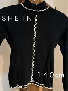 シーインハイネックメローニット長袖トップスセーター黒ブラックオシャレキッズ