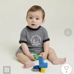 PETIT BATEAU ストライプロンパース 18m 半袖 ロンパース