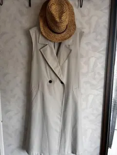 GU ベージュ ダブルブレスト ベスト XL