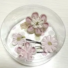 和装 髪飾り つまみ細工 正絹 金ラメ花 ピンク 振袖 成人式