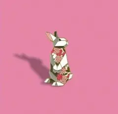 ウサギピンバッチ 折り紙風ピンズ　桜