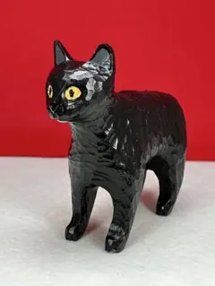 昭和レトロ　黒猫　アールデコ　一刀彫　里帰り品　木彫り　木彫人形　こけし　民芸 昭和レトロ 黒猫 素焼き 陶人形 アールデコ 民芸 郷土玩具 ネコ