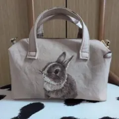 ハンドメイド ミニボストンバッグ うさぎ