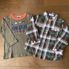 ミキハウス　ダブルビー★長袖Tシャツ&チェックシャツ、サイズ90