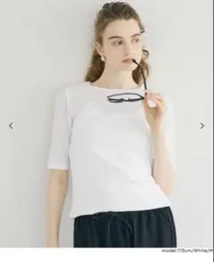 新品未使用タグ付き　coca シアージョーゼット五分袖Tシャツ　ホワイト　 L
