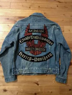 Harley-Davidson 刺繍デニムジャケット 長袖 Gジャン ハーレー