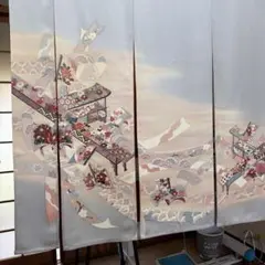 和風のれん 牡丹と組紐文様 黒地リメイク暖簾横幅〜108–丈〜104 - メルカリ