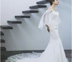 桂由美　ホワイトマーメイドウェディングドレス　ベール付 品番PY 13173