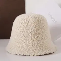 レディース　バケットハット　帽子　もこもこ　ボアハット　秋冬　防寒　小顔