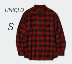 【UNIQLO】 ユニクロ　フランネルシャツ/チェック レッド S メンズ