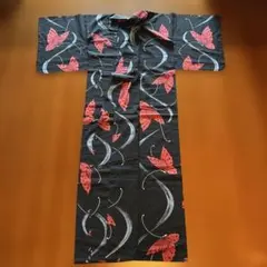 黒地 蝶柄 浴衣 単品