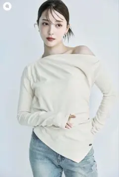 poláura アシンメトリードレープロングスリーブトップス ポローラ