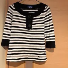 【美品】バーバリーブルーレーベル 七分袖カットソー ホースロゴ ボーダー 38