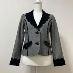 アクシーズファム　テーラード　ジャケット　ボタン　グレー　秋　冬　大人　ブラック