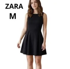 ZARA ◯ノースリーブ ミニワンピース　【M】オケージョン　黒　ストレッチ素材
