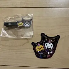 気づき次第発送　コジマ マイメロコラボ　クロミ　ステッカー、アクリルヘアクリップ