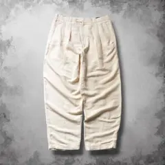 PerryEllis ヘリンボーンリネンパンツ エクリュ ワイドスラックス