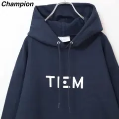 【企業ロゴ】チャンピオン パーカー ビッグロゴ 靴ブランド Lサイズ ネイビー