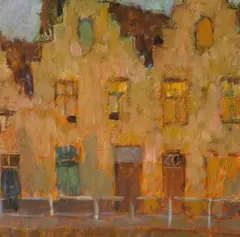 【NO.701】レンガ色の街並み絵画アートポスター☆ヴィンテージレトロカフェ北欧