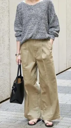 【新品】Spick and Span/WEB限定/ツイルストレッチワイドパンツ