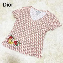 CHRISTIAN DIOR ホワイトブラウン　ロゴ　カットソー　花刺繍 CHRISTIAN DIOR ホワイトブラウン ロゴ カットソー 花刺繍 - メルカリ