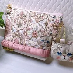 み*み様 コヤンイサムチョン♡ルミちゃんのインド刺繍フリルファスナーポーチ！チャ