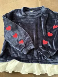 ネイビー ハート刺繍 トレーナー 100cm