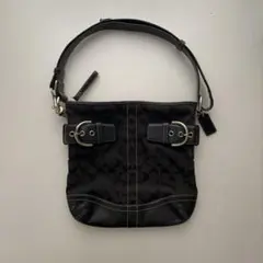 COACH コーチ ショルダーバッグ シグネチャー柄 黒 レディース