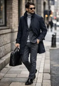 ダークネイビー ステンカラーコート