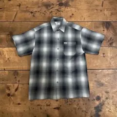 【新品同様】CalTop キャルトップ 半袖ネルシャツ 白黒 オンブレチェック