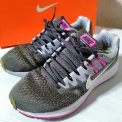 NIKE　24.5ｃｍ　エア ズーム ストラクチャー 20 グレー ピンク　箱