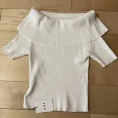 GRL リブ編み オフホワイト オフショルダー 半袖