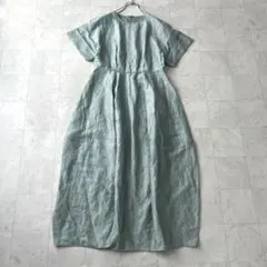 極美品✨マイラン リネン混 2WAY ベアドレス ロングスカート 黄緑