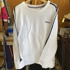 アメリカ古着 adidas ストライプ トレーナー XL ホワイト