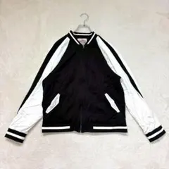 n928 FOREVER21 スカジャン L 黒 白 長袖 スポーティー ラインのサムネイル